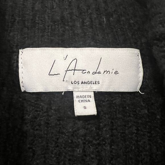 L'academie Revolve Cropped Crewneck Sweater Black Chunky Knit Size‎ S - Picture 4 of 9